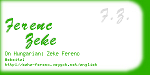 ferenc zeke business card